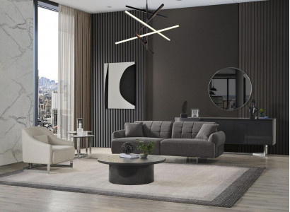 Couchen Polstersofa Grau Komplette Dreisitzer Sessel Modern 2tlg Sofas Neu