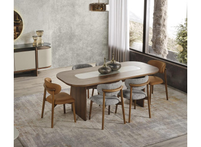 Garnitur Esszimmer Essgruppe Essecke Esstisch Set 7tlg Braun Holz Neu