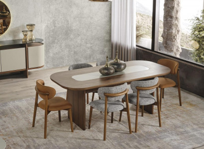 Garnitur Esszimmer Essgruppe Essecke Esstisch Set 7tlg Braun Holz Neu