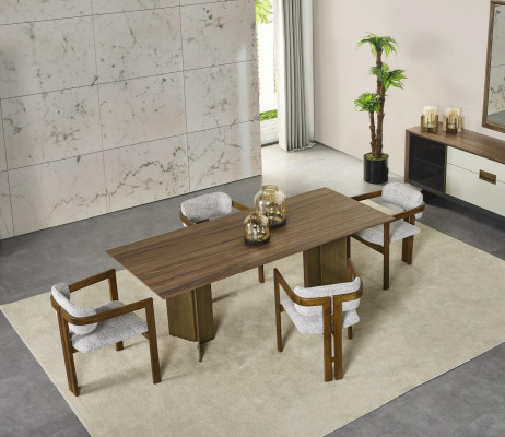 Garnitur Esstisch Essecke Essgruppe Set 7tlg Esszimmer Braun Holz