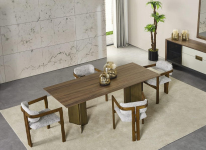 Garnitur Esstisch Essecke Essgruppe Set 7tlg Esszimmer Braun Holz
