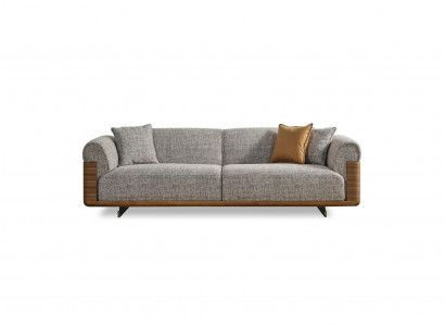 Dreisitzer Sofa 3 Sitzer Polstersofa Grau Stoff Polyester Couch Modern