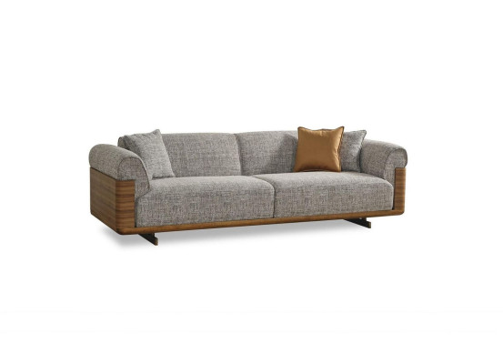 Dreisitzer Sofa 3 Sitzer Polstersofa Grau Stoff Polyester Couch Modern