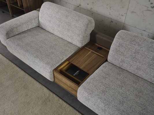 Viersitzer Sofa Couch 4 Sitzer Grau Stoff Modern Stoffsofa Polstersofa