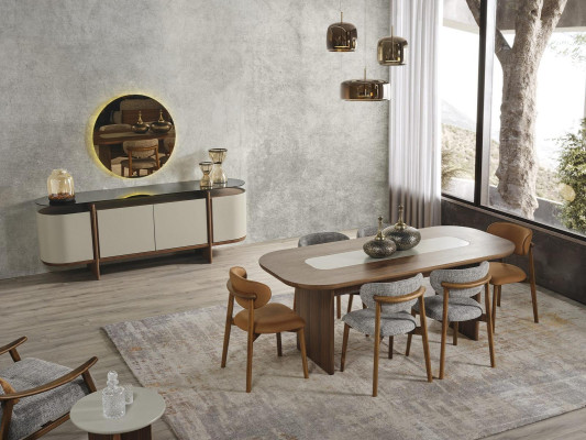 Esszimmertisch Esstisch Tisch Essecke Holz Braun Esszimmer 208 cm