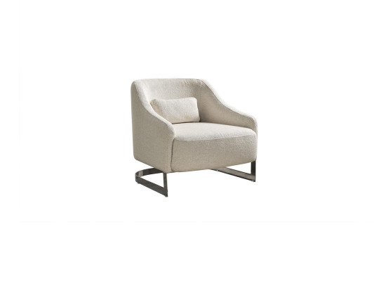 Moderne Sessel Ohrensessel Sitzer Polyester Weiß Stoff Wohnzimmer