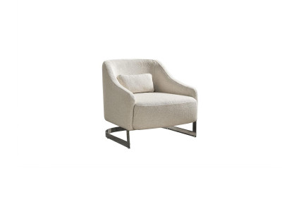Moderne Sessel Ohrensessel Sitzer Polyester Weiß Stoff Wohnzimmer