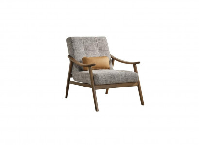 Sessel Ohrensessel Sitzer Polyester Grau Stoff Wohnzimmer Modern