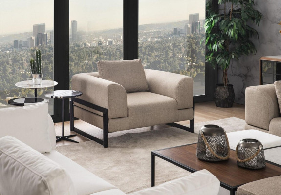 Sessel Einsitzer Stoff Ohrensessel Sitzer Polyester Grau Neu Wohnzimmer 