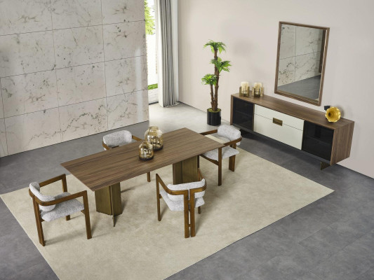 Essecke Essgruppe Garnitur Esstisch Set 9tlg Esszimmer Braun Holz Neu
