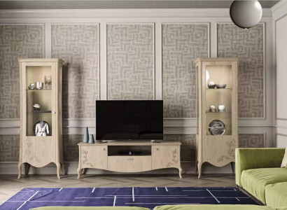 Wohnzimmer rtv Vitrine Anrichte Regal Luxus Wohn Zimmer Beige Set 3tlg.