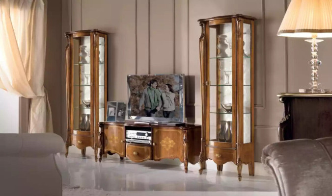 Wohnwand Wohnzimmer Set Vitrine Schrank Regal Set 2x Vitrine Wand Neu