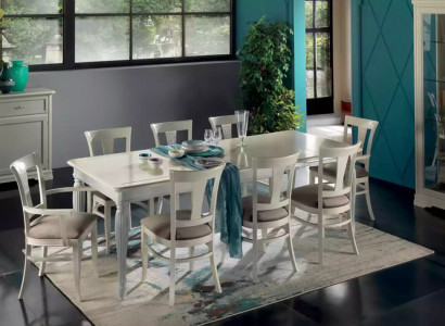 Komplett Set Esstisch 8x Stühle Luxus Esszimmer Garnitur Weiß Italien