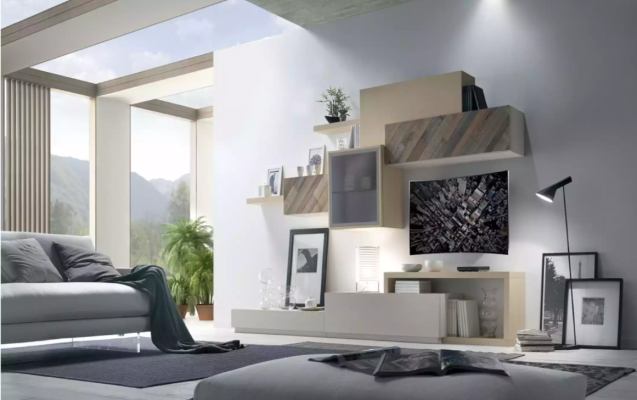 Design Wohnzimmer Set Vitrine Wandregale Wohnwand Regal Schränke 4tlg.