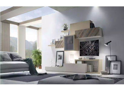 Design Wohnzimmer Set Vitrine Wandregale Wohnwand Regal Schränke 4tlg.