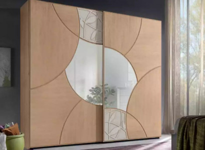 Kleiderschrank Mit Schwebetüren Schlafzimmer Holz Schrank Braun Spiegel