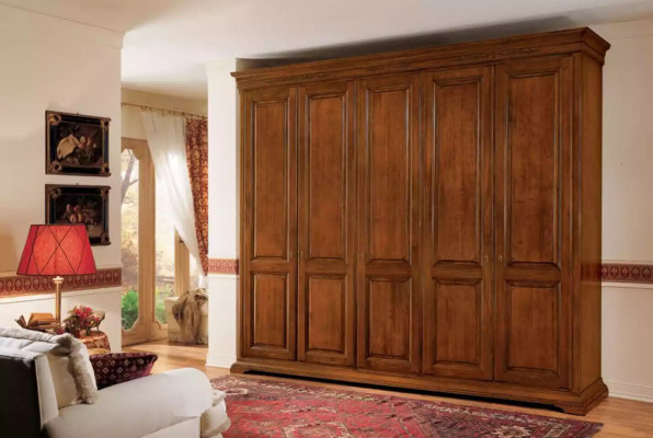 Schlafzimmer Kleiderschrank Schrank Holz Wohnzimmer Möbel Braun Italien