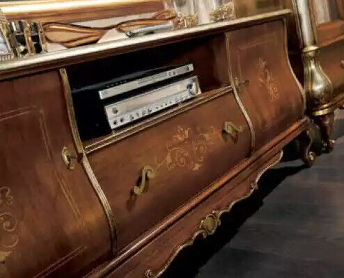 Braunes TV-Regal rtv Sideboard Wohnzimmer Möbel Holz Ständer Kommode