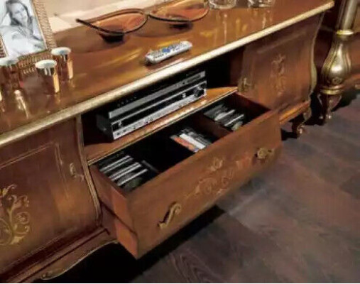 Braunes TV-Regal rtv Sideboard Wohnzimmer Möbel Holz Ständer Kommode