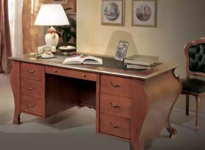 Bürotisch klassisches Design Schreibtisch braunem Holz Tisch Möbel