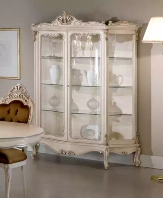 Vitrinen Glas Schrank Vitrine Wohnzimmer Holz Anrichte Luxus Möbel Neu