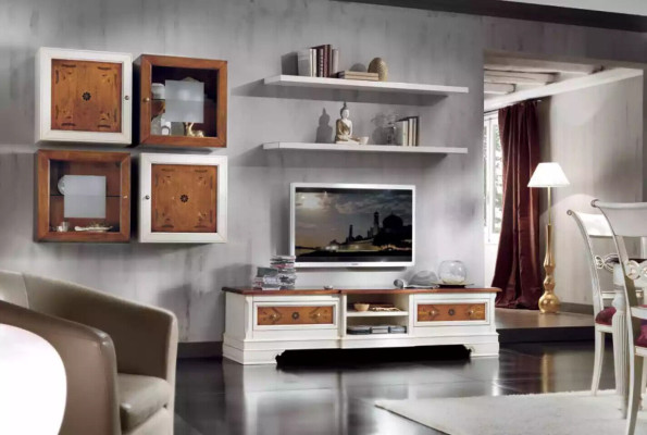 Wohnwand Wohnzimmer Set Weiß Lowboard Wandregale 7tlg Set Wohnwände