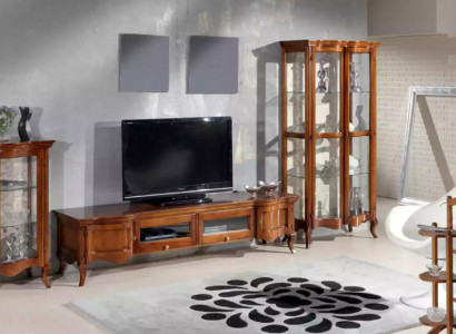 Italienische Stil Möbel Wohnzimmer 3tlg. Set Klassische 2x Vitrine Braun