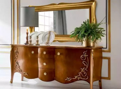 Sideboard Italienische Möbel Spiegel 2tlg Kommode Sideboard Schrank Holz