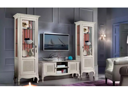 Wohnzimmermöbel Set Wohnzimmer TV-Ständer 2x Vitrine 3tlg. Wohnwand
