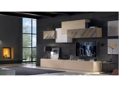 Wohnzimmer Komplett Set Lowboard RTV Schrank Wand Garnitur Luxus Neu