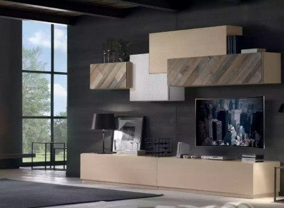 Wohnzimmer Komplett Set Lowboard RTV Schrank Wand Garnitur Luxus Neu