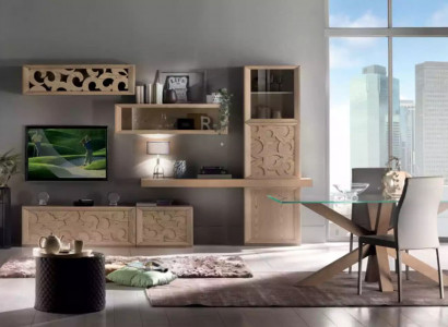 Wohnwand Holz Stil Klassische Italienische Wohnzimmer Möbel Schrank