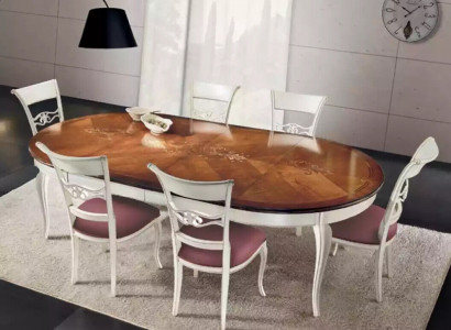 Klassischer Esstisch Tisch Holz Esszimmer Garnitur 4x Stühle Set Weiß