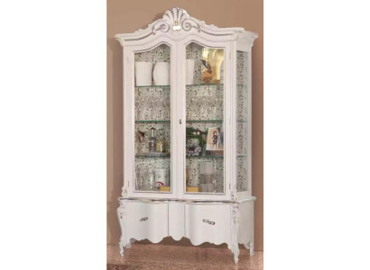 Luxuriöse weiße Holzvitrine mit klassischem Möbeldesign Schrank Vitrine