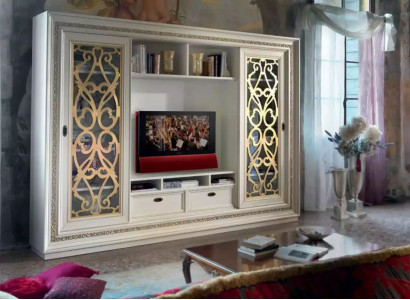 TV Schrankwand Massivholz Modern Fernsehschrank Wohnwand Echtholz Neu