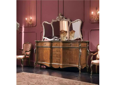 Sideboard mit Spiegel Wohnzimmer Anrichte Möbel Design Schrank Braun Neu