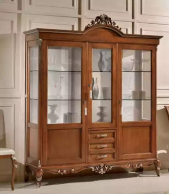 Vitrine Holz Schrank Klassische Vitrinen Holz Design Wohnzimmer Glas