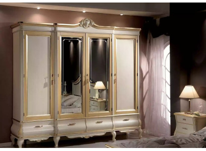 Klassischer Luxus Weißer Viertüriger Schlafzimmerschrank Holzmöbel Neu