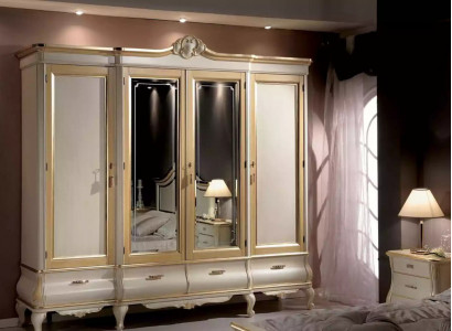 Klassischer Luxus Weißer Viertüriger Schlafzimmerschrank Holzmöbel Neu