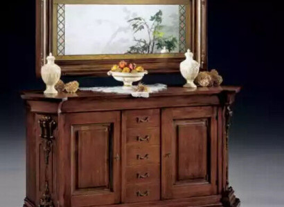 Klassisches Braunes Massivholz Anrichte Spiegel Kommode Schränke Neu