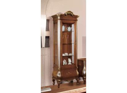 Luxuriöse hochwertige Vitrine aus braunem Holz Klassische Möbel Schrank