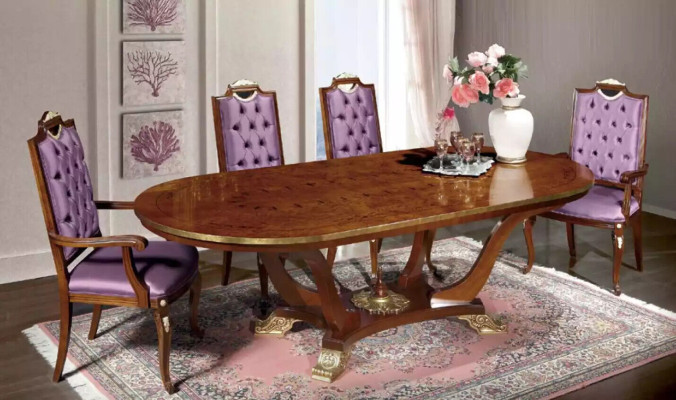 Esstisch 4x Stühle Klassische Esszimmer Garnitur 5tlg. Set Oval Tisch