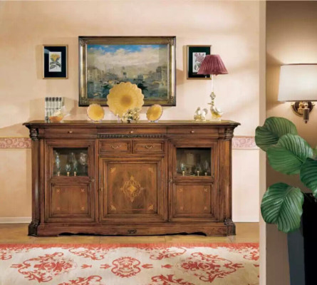 Sideboard Wohnzimmer Kommode mit Schubladen Holz Schrank Braun Neu