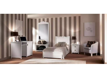 Schlafzimmer Bett Nachttisch Schreibtisch Standspiegel Gruppe Set 4tlg.