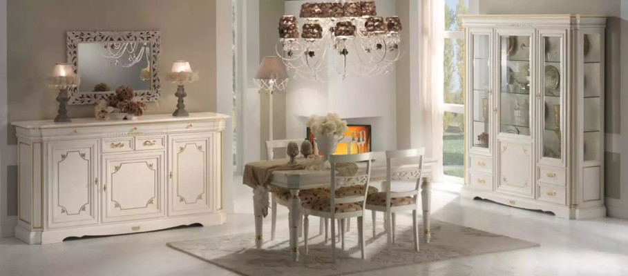 Essgarnitur Essgruppen Set Tisch 7tlg. Set Sideboard Gruppe 4x Stühle