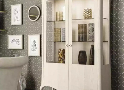 Vitrine Luxus Schrank Weiß Holz Schränke Wohnzimmer Glasschrank Neu