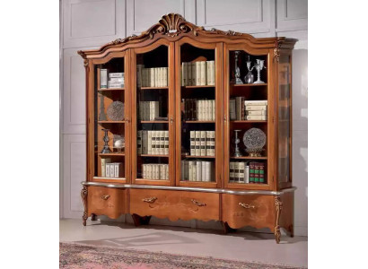 Klassischer Luxus Bücherschrank Massivholz Möbel Vitrine Regalschrank Schrank