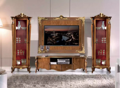 Wohnwand Set 4tlg. Wohnzimmer Vitrine RTV Regal Luxus Klassische Neu