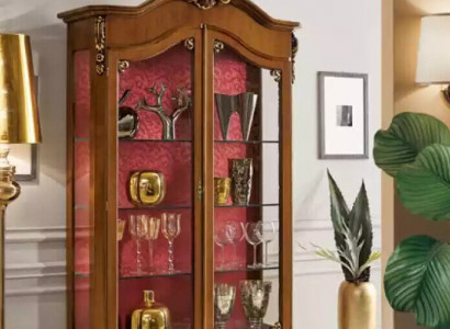 Vitrine Holz Möbel Glas Schrank Braun Vitrinen Wohnzimmer Anrichte Neu