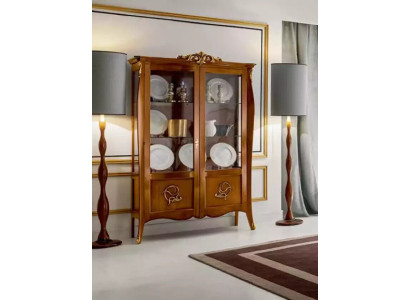Luxus Holz Vitrine Anrichte Design Braun Italienische Möbel Schrank Neu